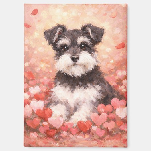 Valentine Schnauzer with Hearts Magneet (Voorkant)