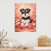 Valentine Schnauzer with Hearts Poster (Keuken)