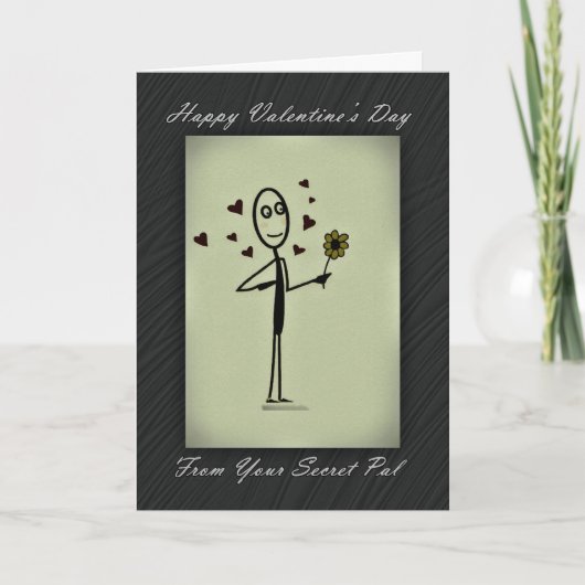 Valentine Secret Pal Stick Person Feestdagen Kaart (Voorkant)