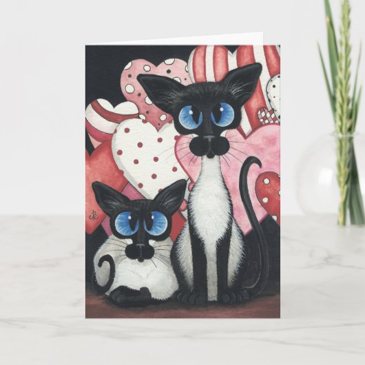 Valentine Siamese Cat - Love x's Two Feestdagen Kaart (Voorkant)