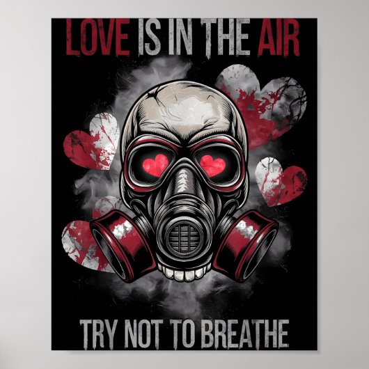 Valentine Skull Gas Mask Love Romance Poster (Voorkant)