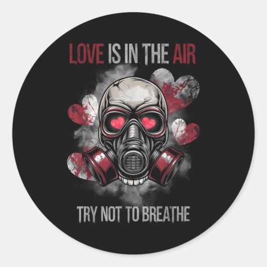 Valentine Skull Gas Mask Love Romance Ronde Sticker (Voorkant)