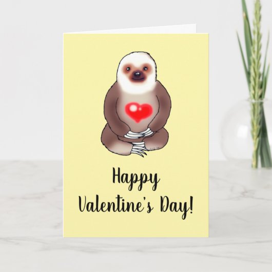 Valentine Sloth with Glowing Heart Kaart (Voorkant)