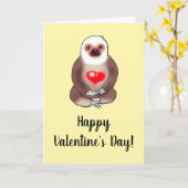 Valentine Sloth with Glowing Heart Kaart (Gele Bloem)