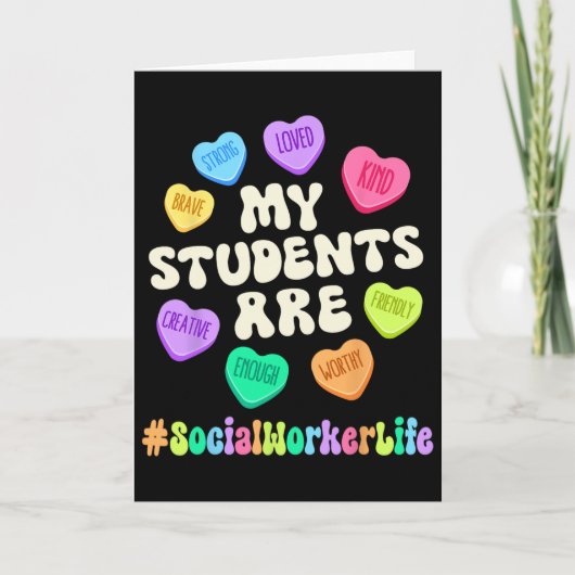 Valentine Social Worker Life Affirmations Hearts T Kaart (Voorkant)