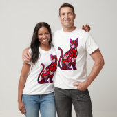 Valentine Stained Glass Cat Heart | Retro Mosaic  T-shirt (Unisex)