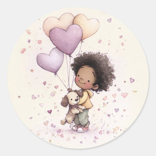 Valentine Stickers – African American Toddler (Voorkant)