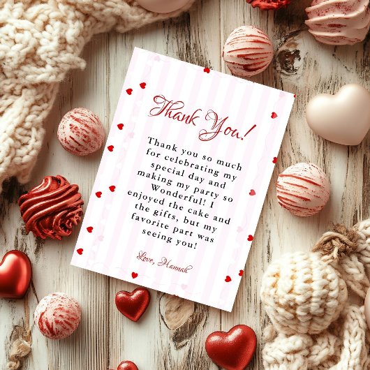 Valentine Sweatheart birthday Thank You card Kaart