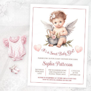Valentine Sweet Baby Girl Baby Shower Kaart