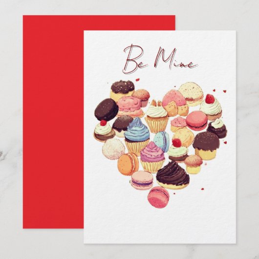 Valentine Sweet Heart Greeting Card – Be Mine Feestdagenkaart (Voorkant / Achterkant)
