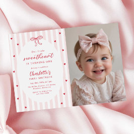 Valentine Sweetheart Red Hearts 1st Birthday Photo Kaart