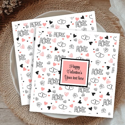 Valentine Tablescape Love Text Sketch Style Napkin Servet