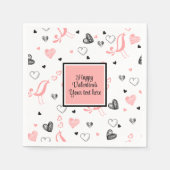 Valentine Tableware Pink Black Love Sketch Napkins Servet (Voorkant)