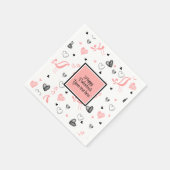 Valentine Tableware Pink Black Love Sketch Napkins Servet (Hoek)