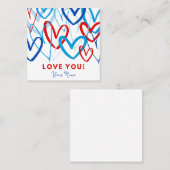 Valentine Tag Heart Scribbles Vierkante Visitekaartje (Voorkant / Achterkant)