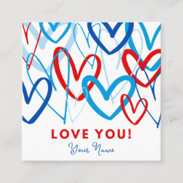 Valentine Tag Heart Scribbles Vierkante Visitekaartje