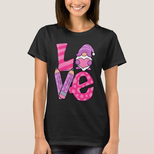 Valentine Teacher Squad Gnome Love Sweethearts Hea T-shirt (Voorkant)
