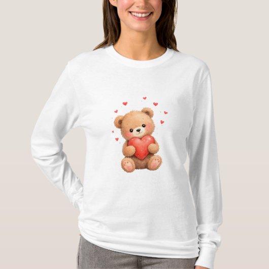 Valentine Teddy bear with heart T-shirt (Voorkant)