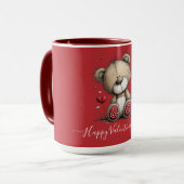 Valentine Teddy Bear with Rose and Hearts Mok (Voorkant links)