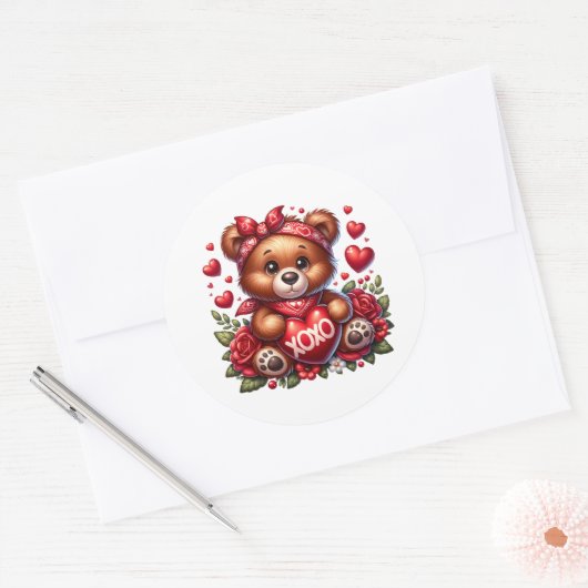 Valentine Teddy Stickers (Envelop)