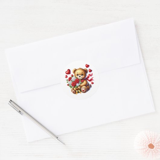 Valentine Teddy Stickers (Envelop)