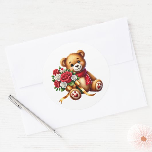 Valentine Teddy Stickers (Envelop)