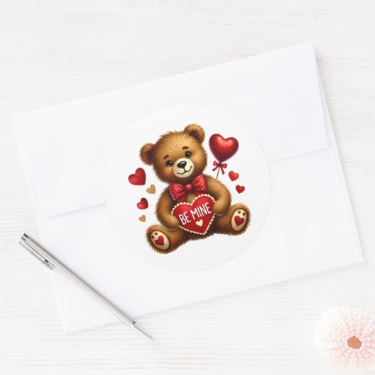 Valentine Teddy Stickers (Envelop)