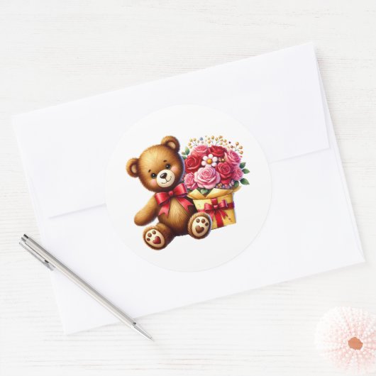 Valentine Teddy Stickers (Envelop)