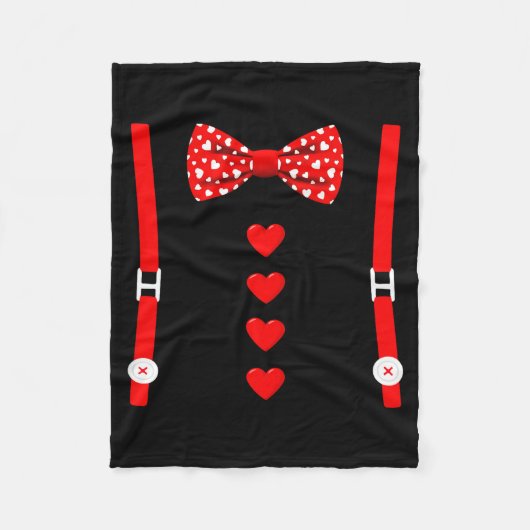 Valentine Tuxedo Heart Outfit Funny Love Fleece Deken (Voorkant)