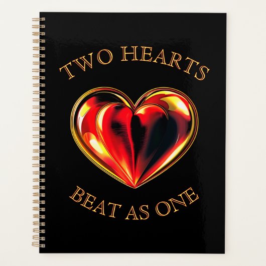 Valentine Two Hearts Beat As One Twin Flame Zwart Planner (Voorkant)