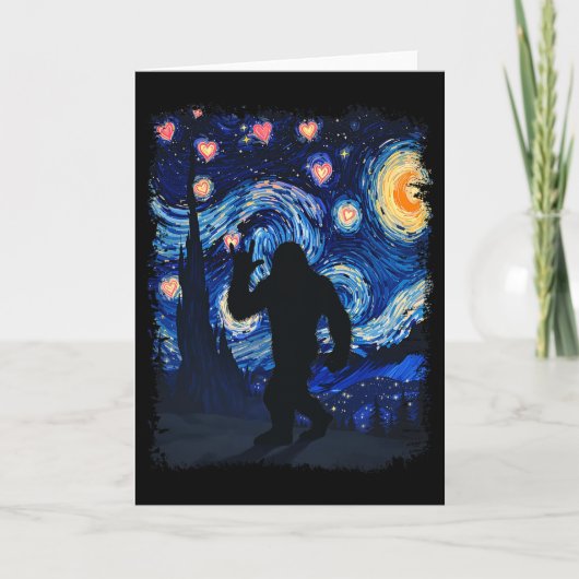 Valentine Van Gogh Starry Night Bigfoot Sasquatch  Kaart (Voorkant)