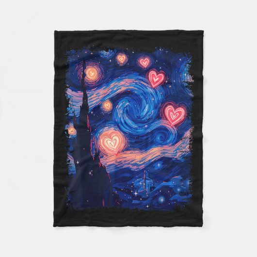 Valentine Van Gogh Starry Night Heart Matching Cou Fleece Deken (Voorkant)