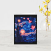 Valentine Van Gogh Starry Night Heart Matching Cou Kaart (Gele Bloem)