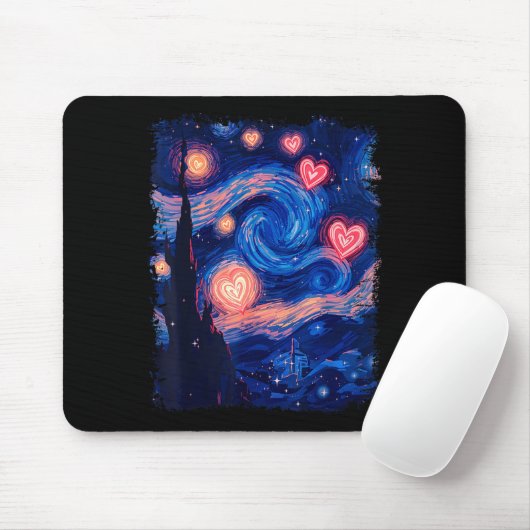 Valentine Van Gogh Starry Night Heart Matching Cou Muismat (Met muis)