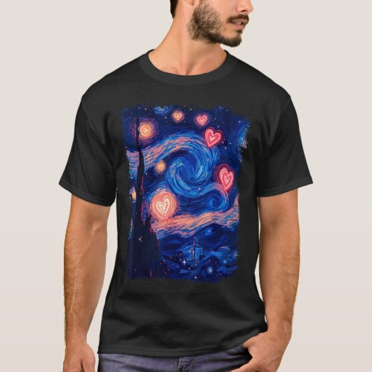 Valentine Van Gogh Starry Night Heart Matching Cou T-shirt (Voorkant)