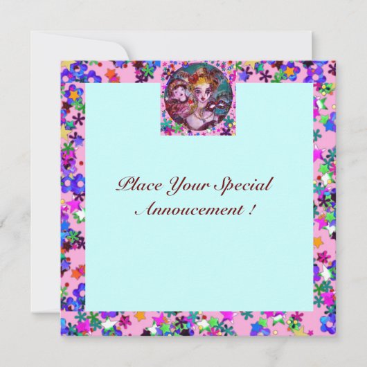 VALENTINE VENETIAANS MASKERBAL KAART (Voorkant)