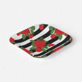 valentine vertical stripes red roses romantic papieren bordje (Gebogen)