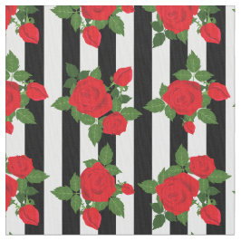 valentine vertical stripes red roses romantic stof