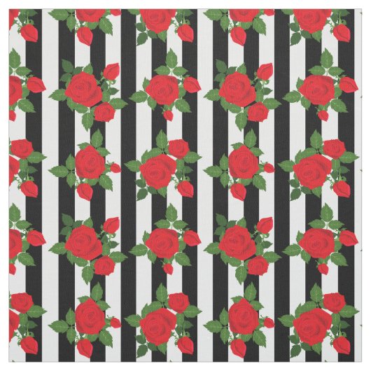 valentine vertical stripes red roses romantic stof (Swatch)