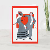 Valentine Vintage Koppel Feestdagen Kaart (Voorkant)