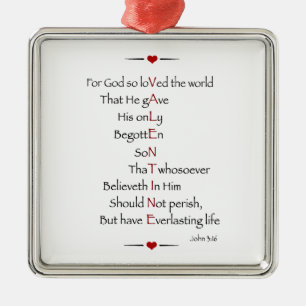VALENTINE - Want God zo veel van de wereld Metalen Ornament