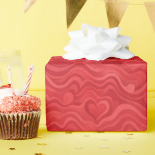 Valentine Wavy Hearts-cadeaupapier Retro Groovy Cadeaupapier