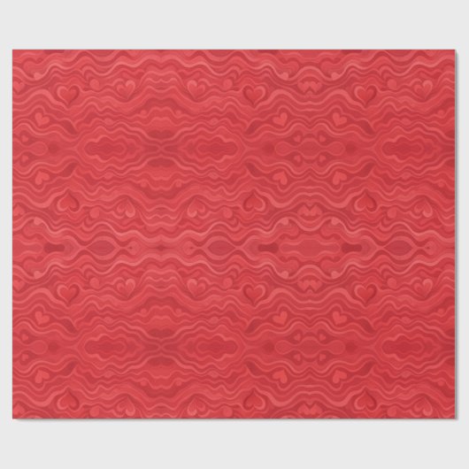 Valentine Wavy Hearts Gift Wrap | Retro Groovy  Cadeaupapier (Vlak)
