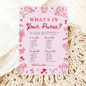 Valentine What's In Your Purse Baby Shower Game Kaart