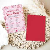 Valentine What's In Your Purse Baby Shower Game Kaart