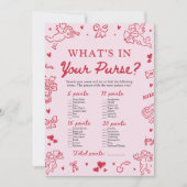Valentine What's In Your Purse Baby Shower Game Kaart (Voorkant)