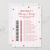 Valentine who said it Baby shower game Card Kaart (Voorkant)