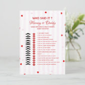 Valentine who said it Baby shower game Card Kaart (Staand voorkant)