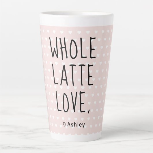 Valentine Whole Latte Love Zwarte Script Roze Mok (Voorkant)