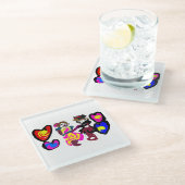 Valentine win love glazen onderzetter (Schuin)